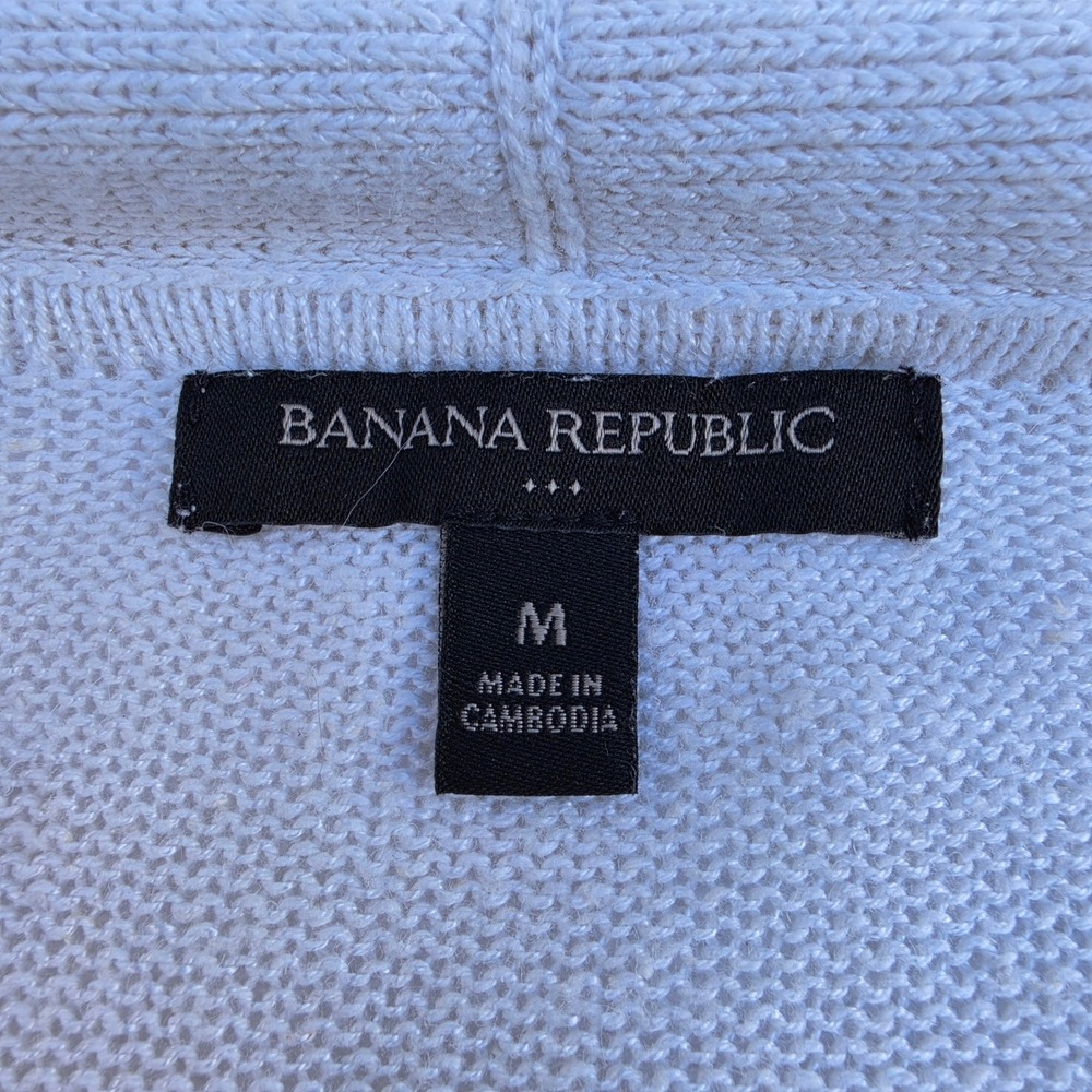 Banana Republic White Ramie Rayon Open Front Duster Cardigan Sweater Mens M - Picture 4 of 12